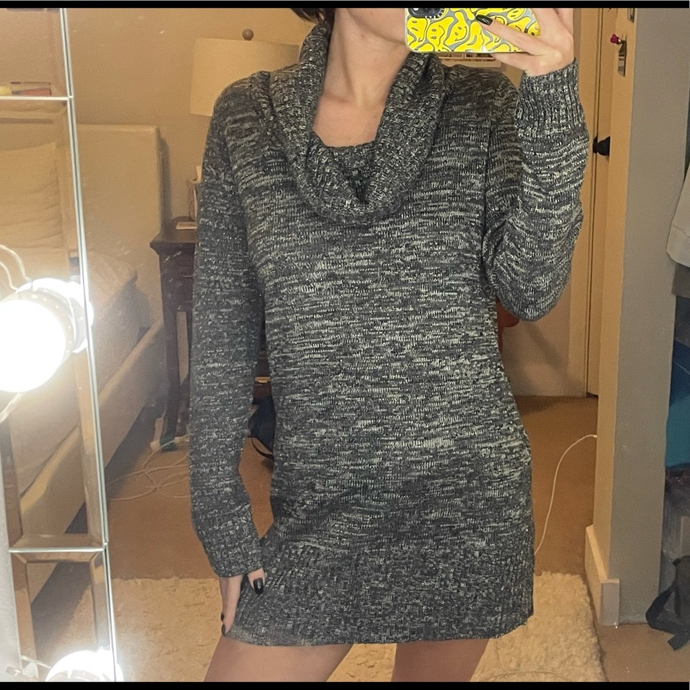 Cowl neck long sweater/ sweater dress